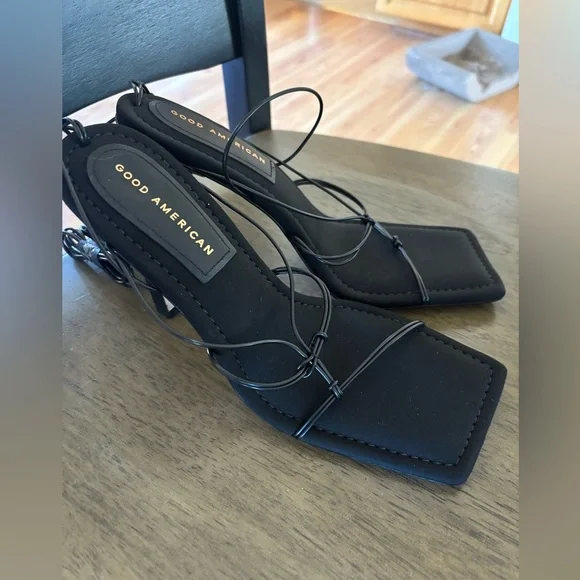 Good American Black Lace-Up Heels - Picture 4 of 9